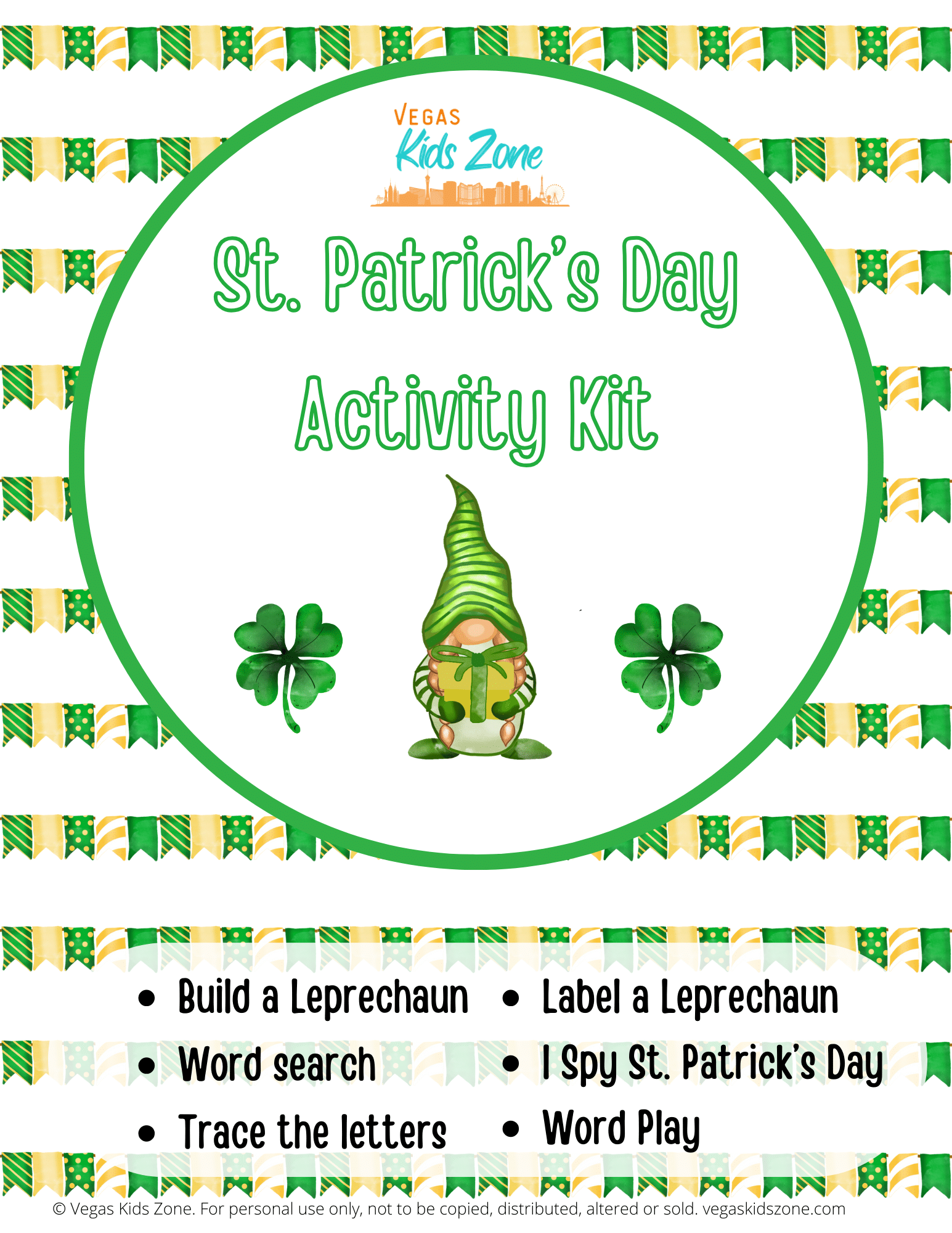 St. Patrick's Day Activity Kit: Build a Leprechaun, Handwriting Practice and Word Puzzles